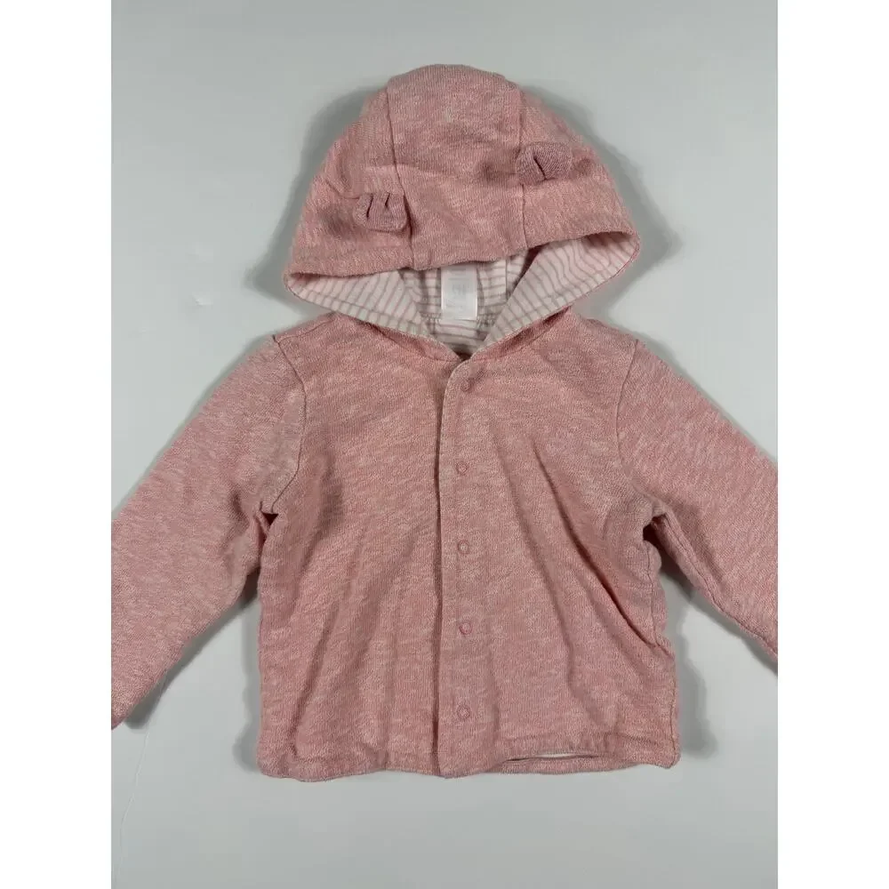 Baby Gap Reversible Bear Hoodie Pink 12-18 months